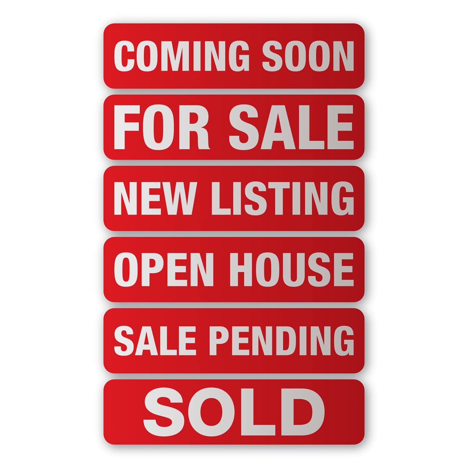 VSE Red Real Estate Sign Riders – Set of 6 Aluminum Metal Signs 6×24 inch