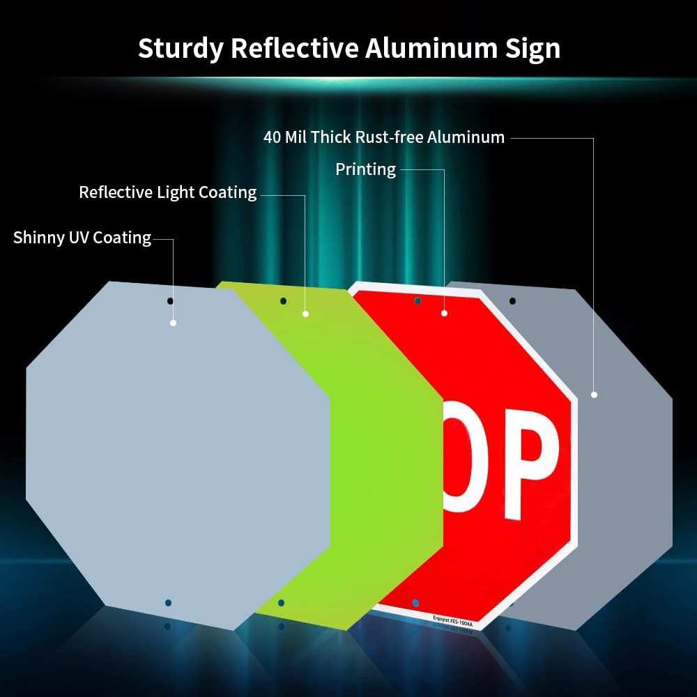 Stop Sign Street Slow Warning Sign 12″X 12″ 40 Mil Rust Free Aluminum – Reflecti