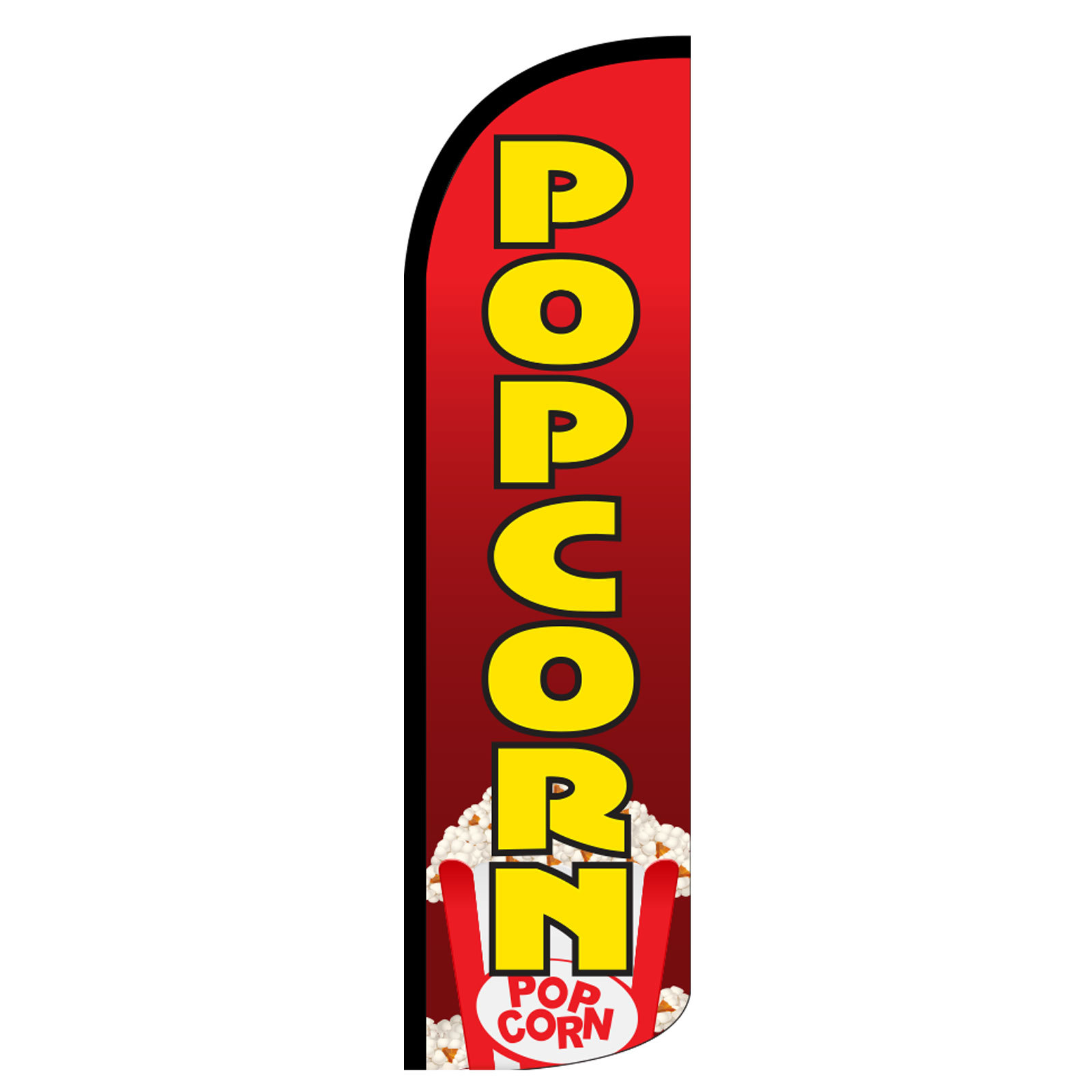 Popcorn Red Windless Advertising Sign Feather Flag Only Banner 3′ Wide
