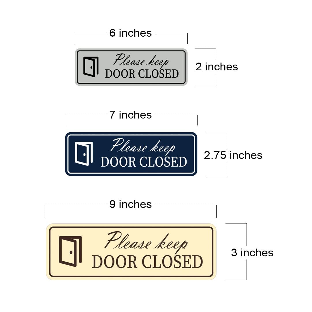 2 Pack Small Please Keep Door Closed Sign Brushed Silver Standard Home Decor