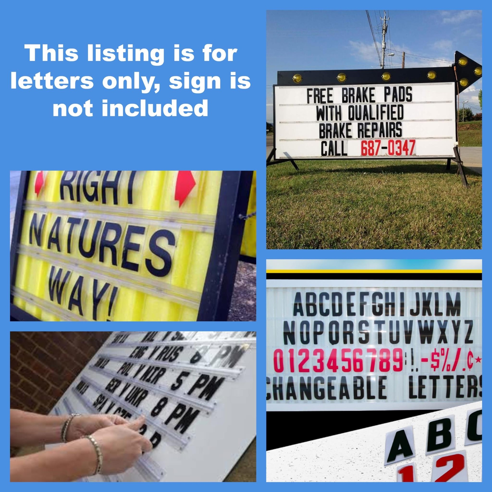 Changeable Outdoor Sign Flexible Letters – Condensed Style – 8″ on 8-7/8″ Black