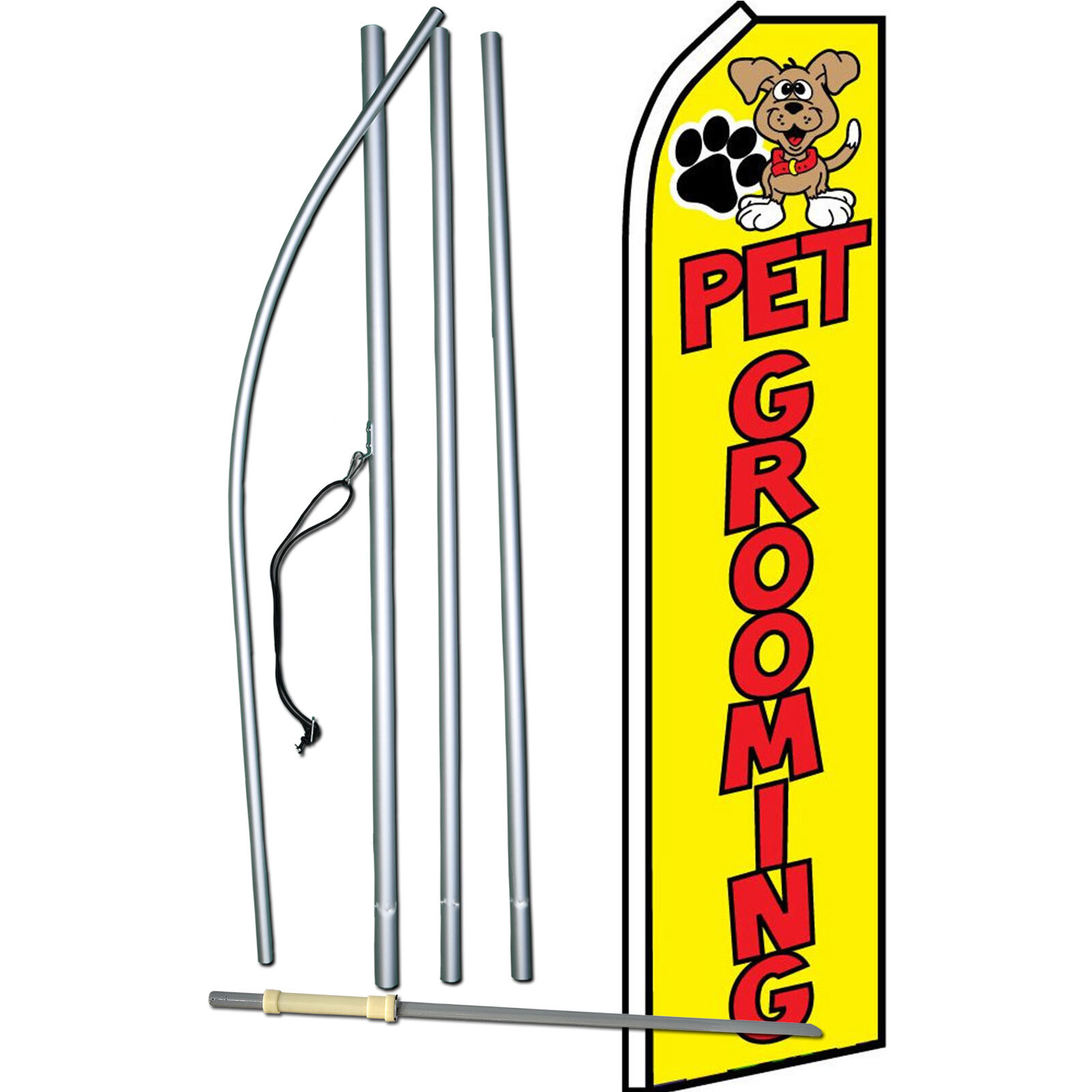 Pet Grooming Flag with Flag Pole and Spike