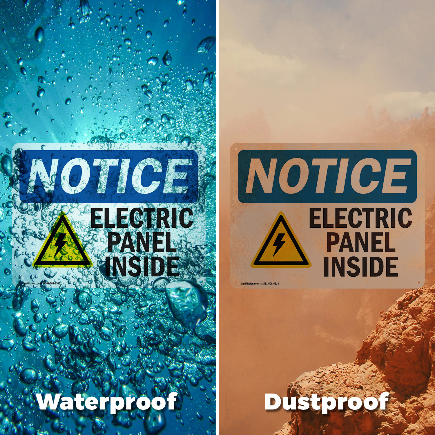 (2 Pack) Electric Panel Inside OSHA Notice Sign Decal Metal Plastic