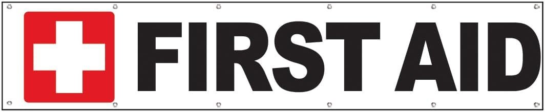 2×10 feet FIRST AID Banner Polyester Fabric Sign W/ Grommets wb