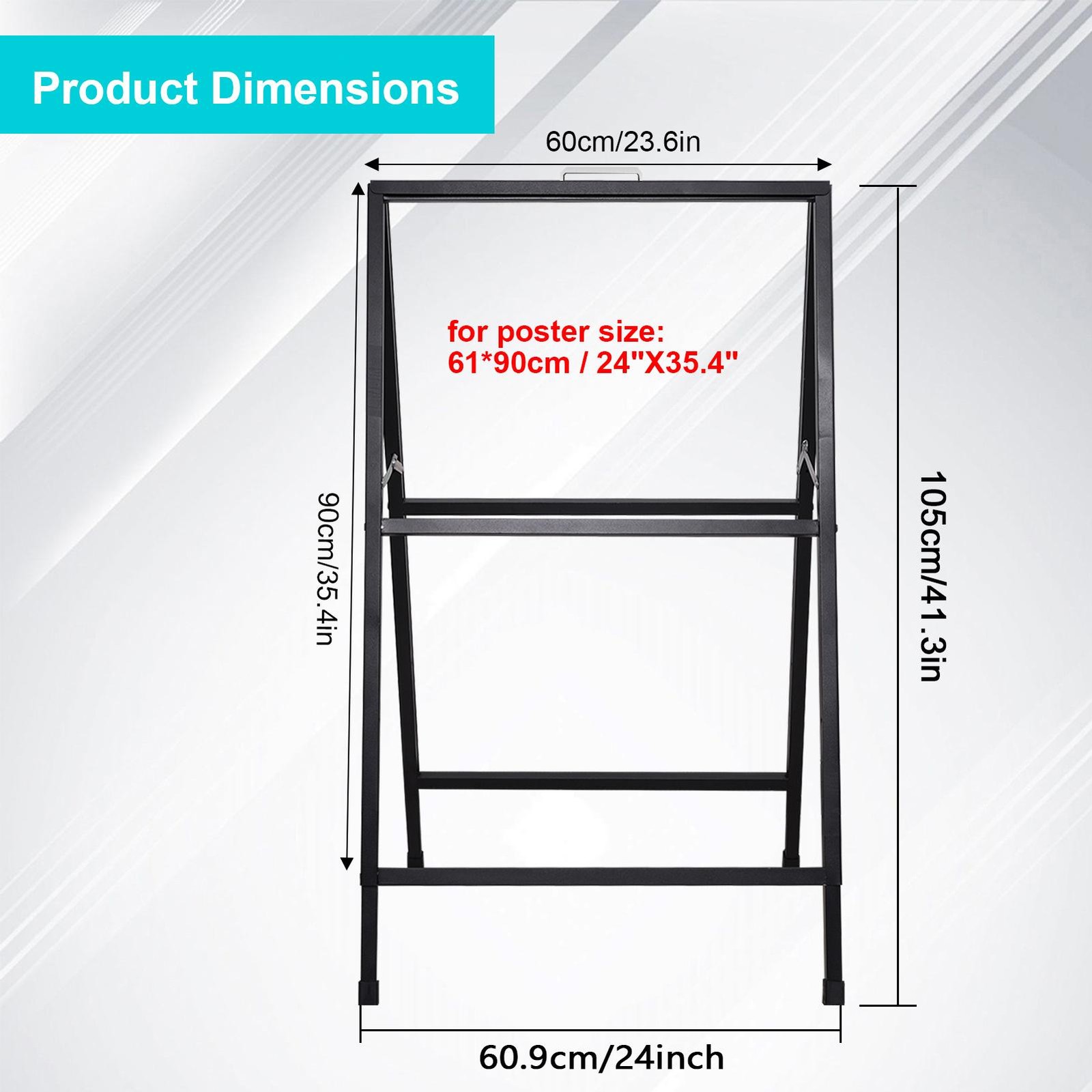 24 x 36 in Heavy Duty Slide-in Folding A-Frame Sidewalk Sign Metal Pavement Sign