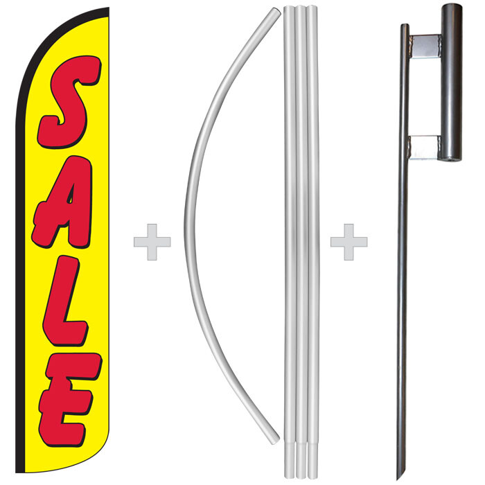 Sale Yellow/Red 15′ Tall Windless Swooper Feather Banner Flag & Pole Kit
