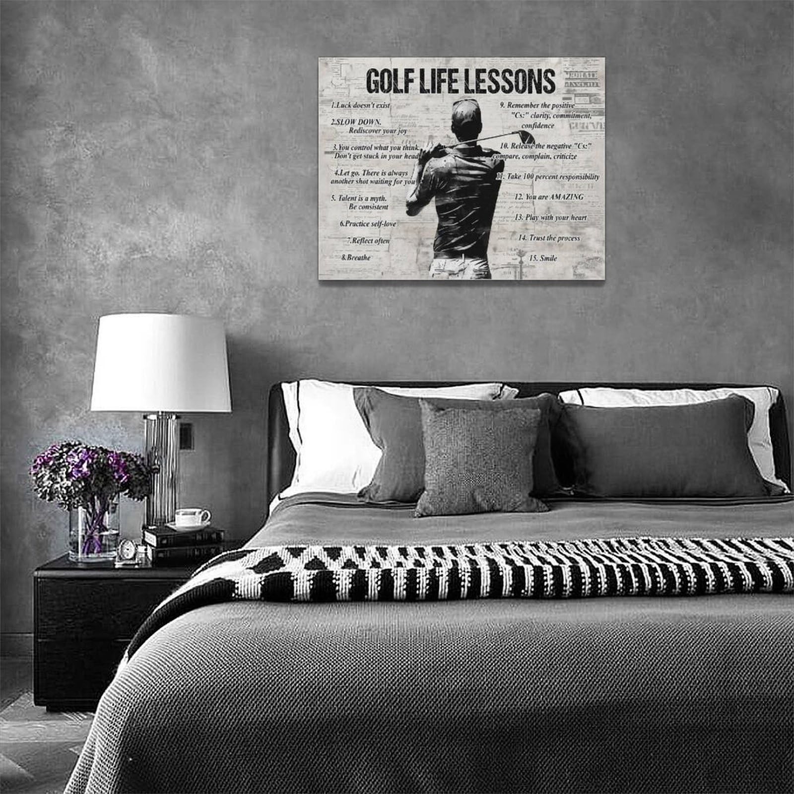 Gyeong Golf Sports Wall Art Golf Life Lessons Wall Decor Golf Sign Retro Post…