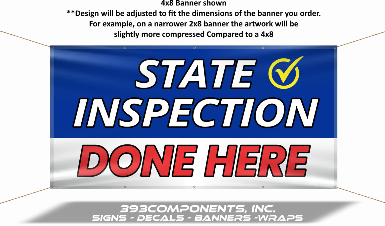 State Inspection Banner – Durable Vinyl Sign for Vehicle Inspections – Business
