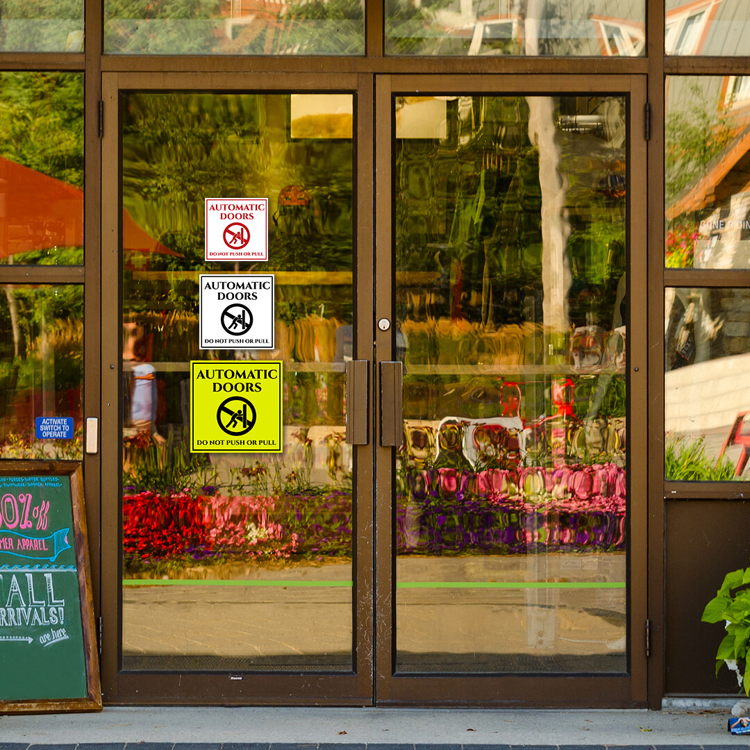 Signs ByLITA Square Automatic Doors Do Not Push or Pull Door or Wall Sign