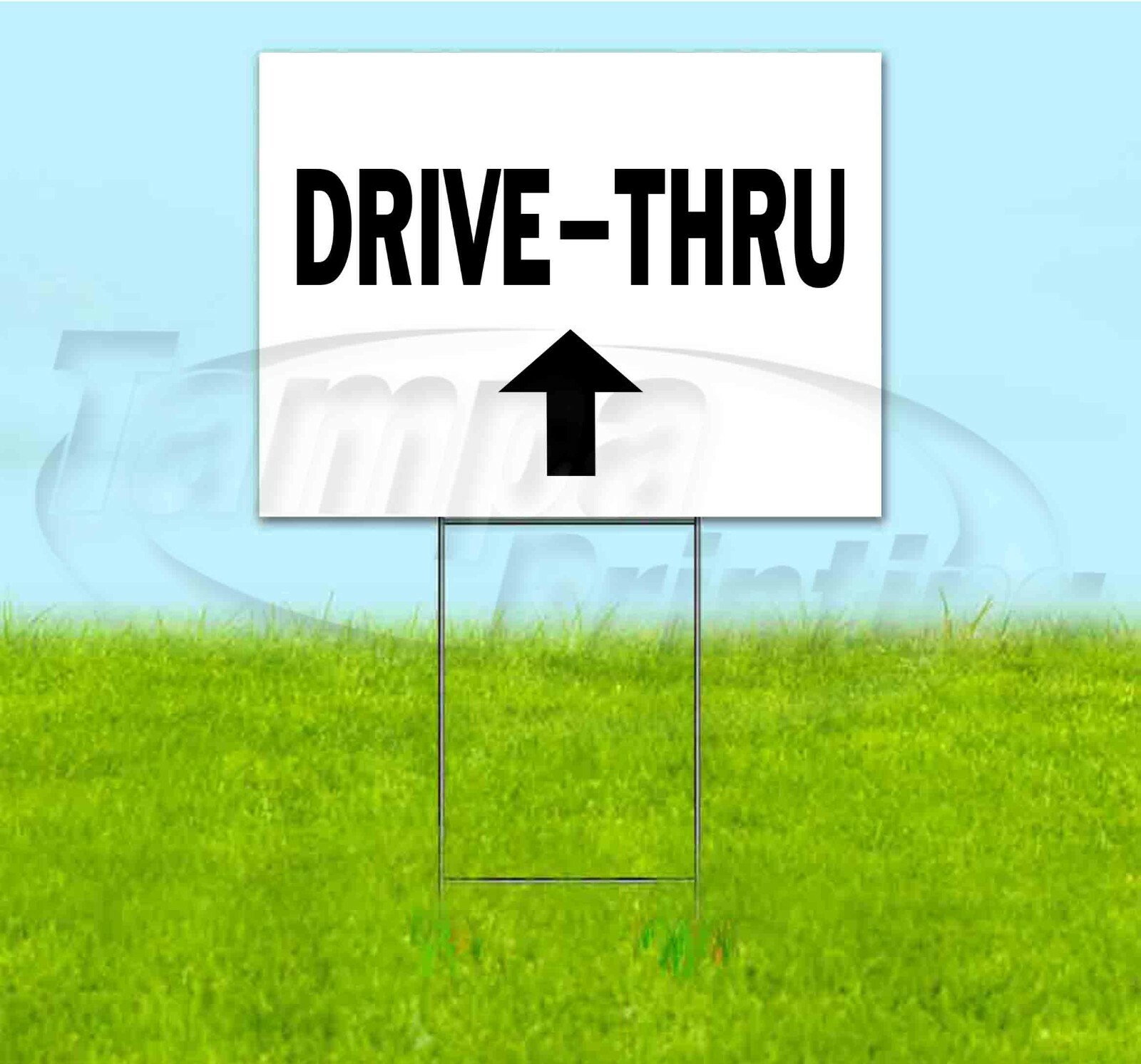DRIVE THRU ARROW 18×24 Yard Sign WITH STAKE Corrugated Bandit DIRECTIONAL