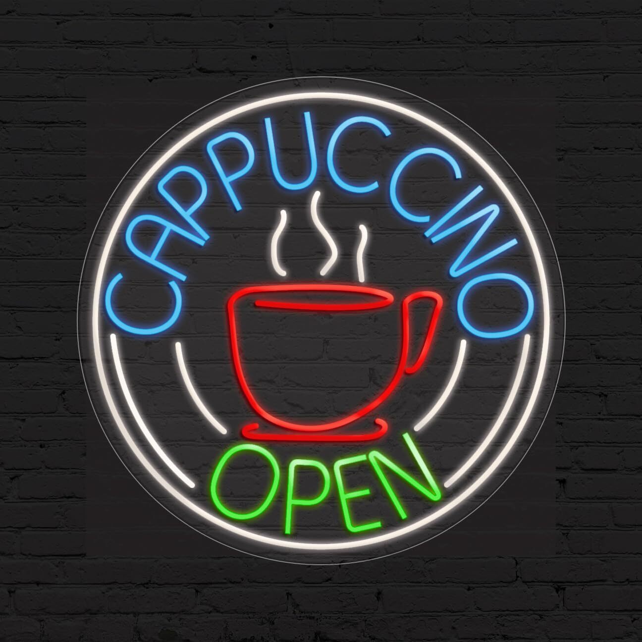 Cappuccino Sign for Business Displays | LED Flex Neon | 26″W x 26″H x 1″D