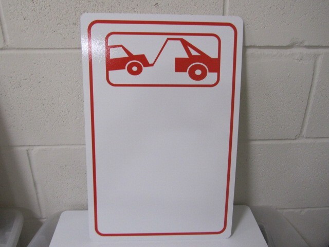 18″x12″ White with Red Outline TOW AWAY SYMBOL Aluminum Metal Sign Blank