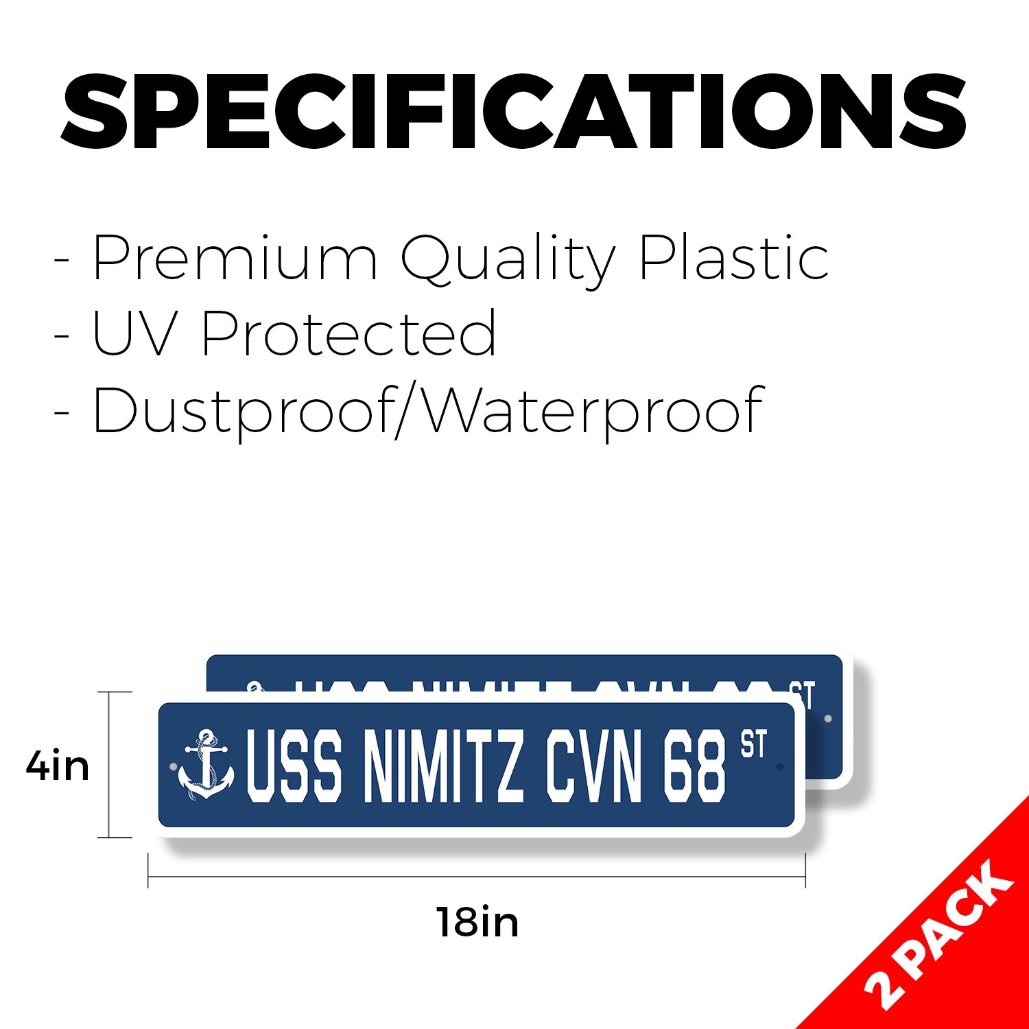 USS NIMITZ CVN 68 Street Sign (2 Pack) us navy ship veteran sailor gift