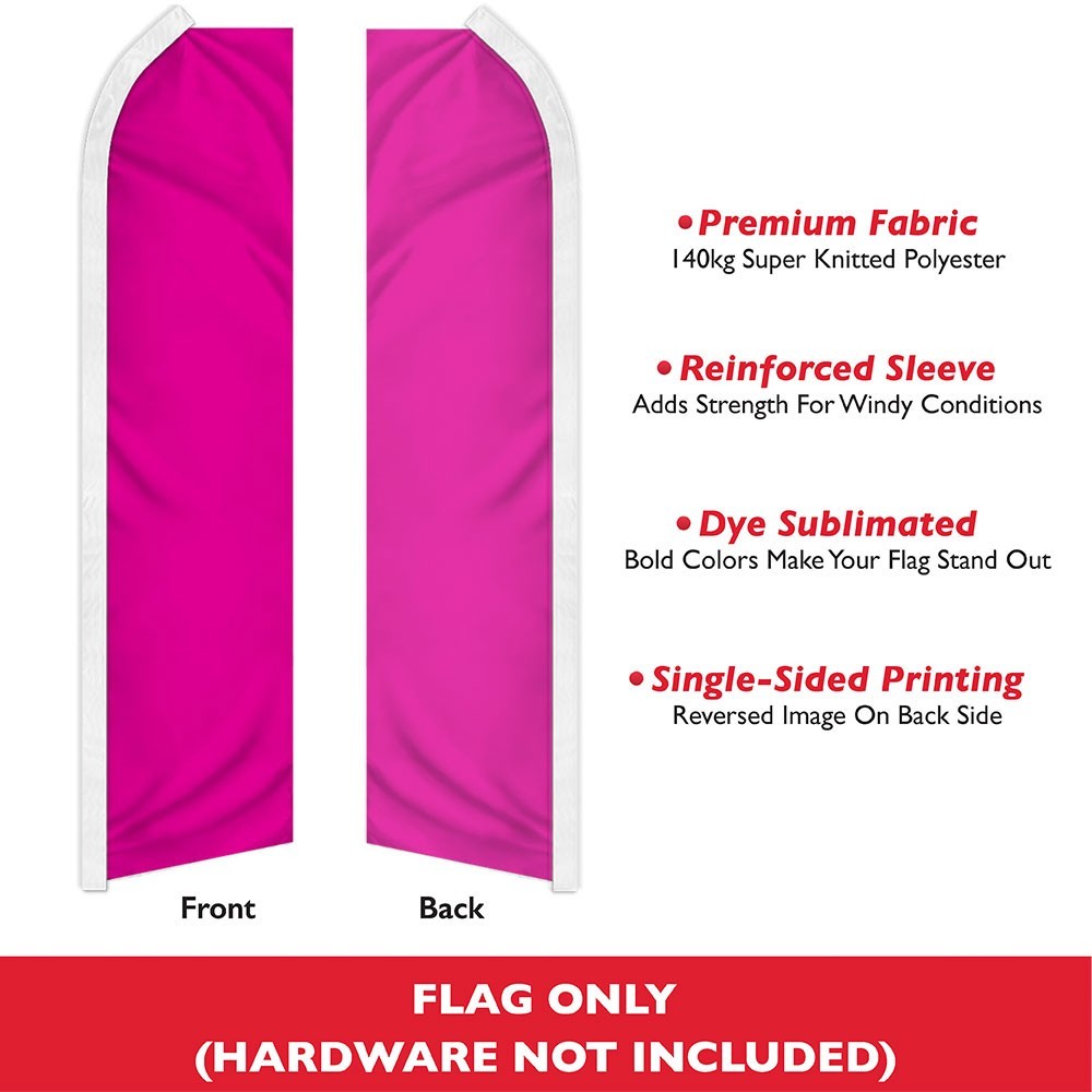 Solid Color Hot Pink Advertising Swooper Feather Flutter Flag Pink Flag