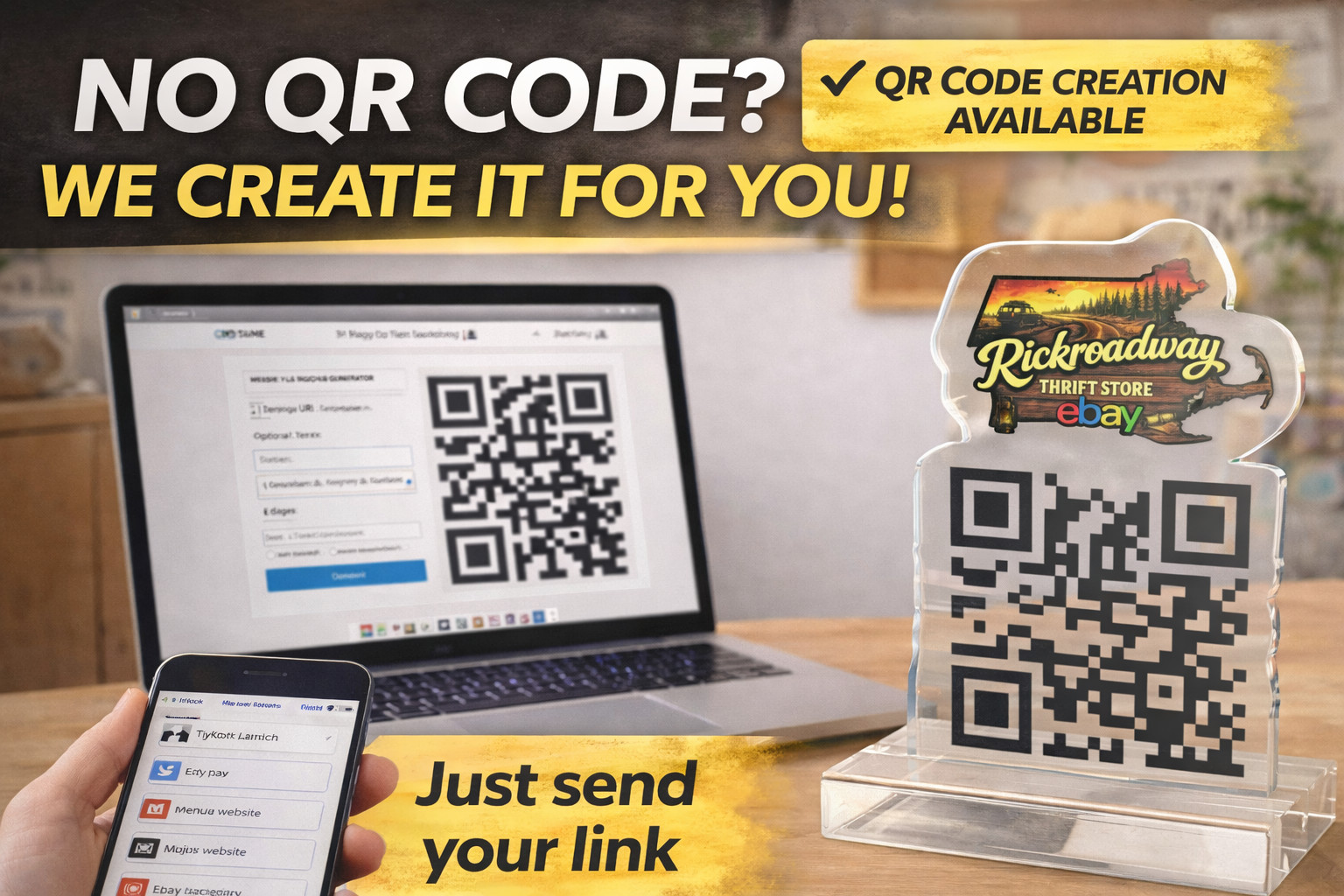 Custom QR Code Stand Scan Me Sign Business Display + QR Service