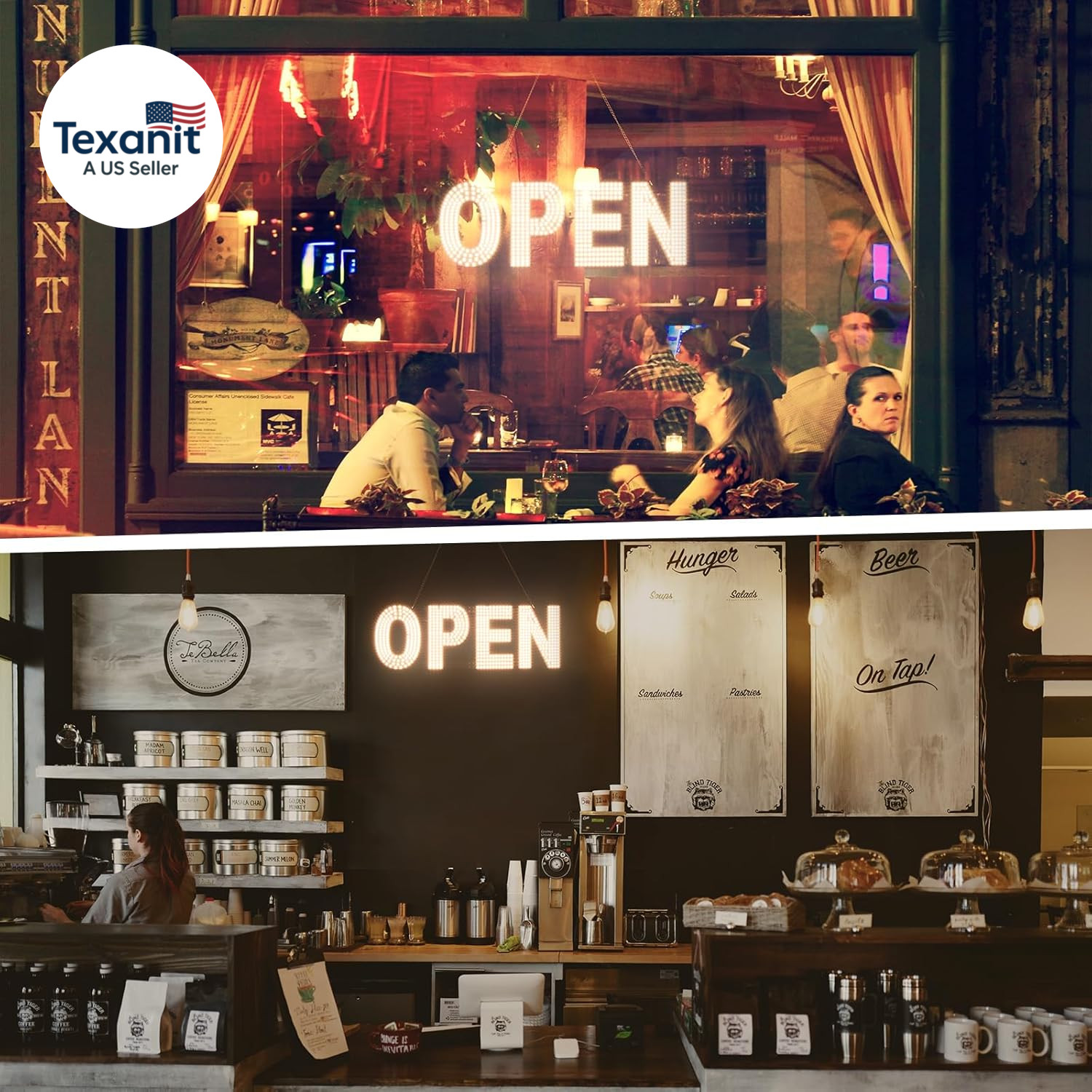 LED Open Sign for Business, 30″X10″ Dimmable Brightness Large Electric Light up
