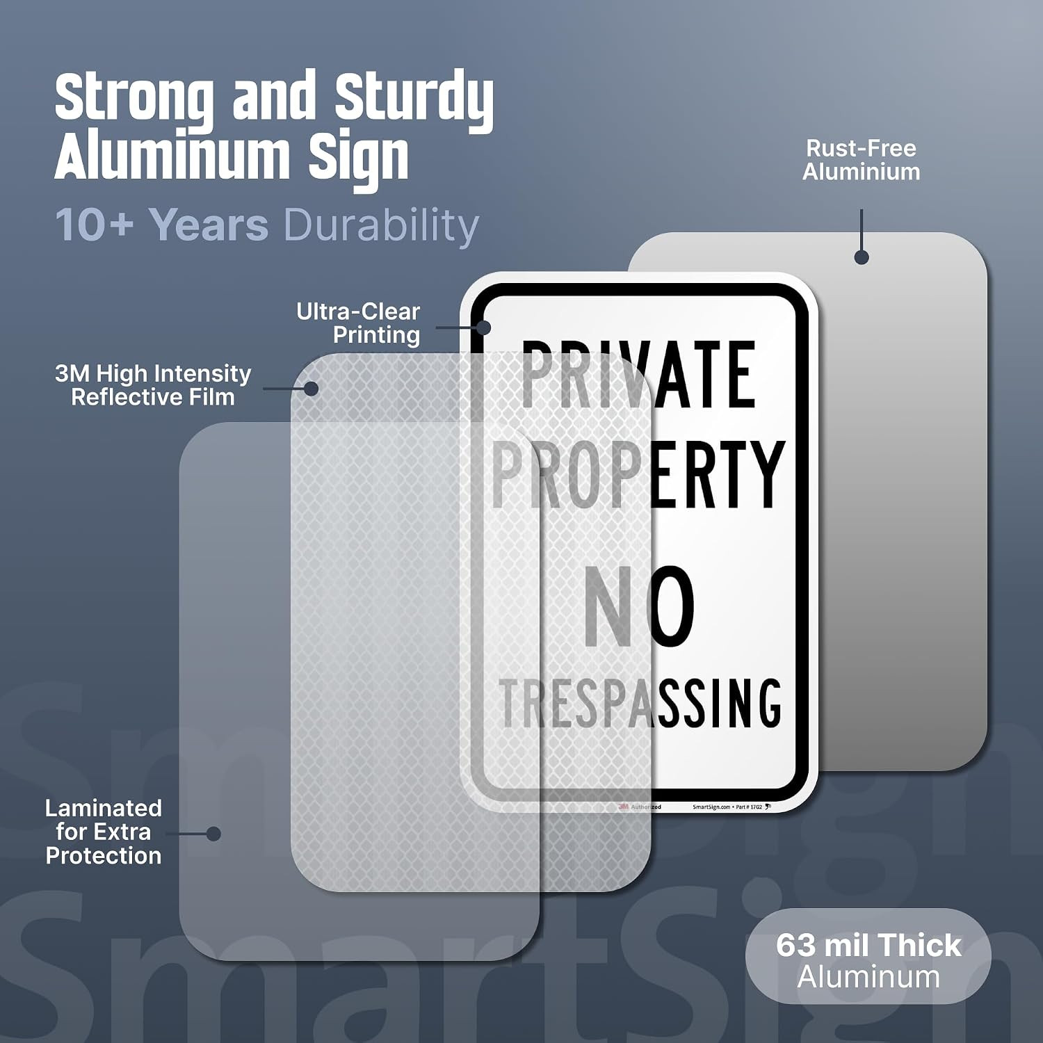 No Trespassing Signs Private Property, 12 X 18 Inches 3M High Intensity Grade Re