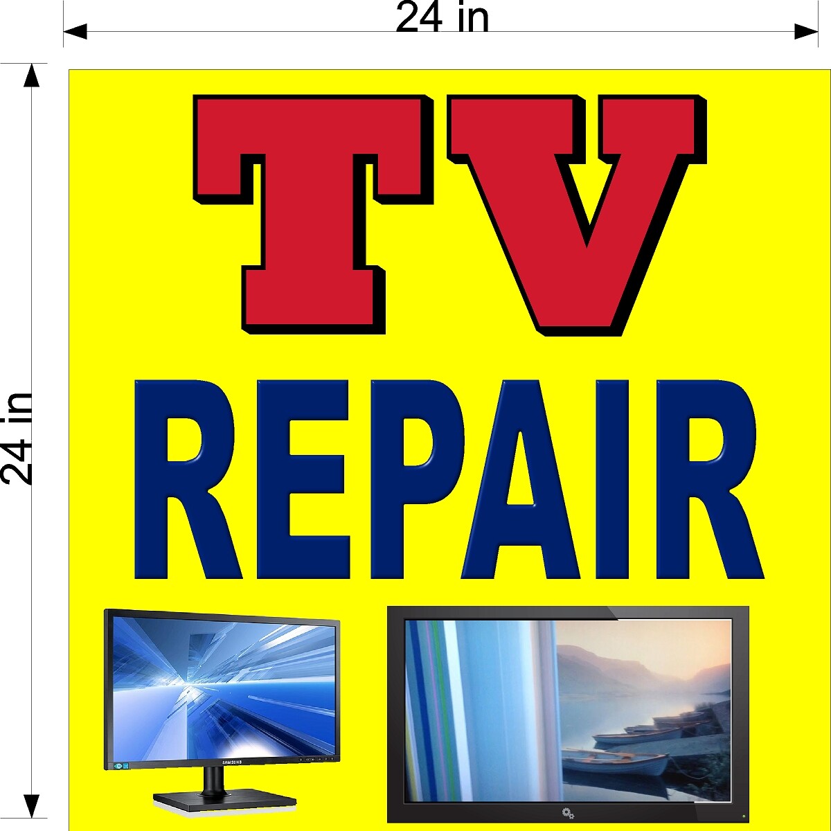 NEW PERFORATED WINDOW VINYL DECAL TV TELEVISION REPAIR 2′ X 2′