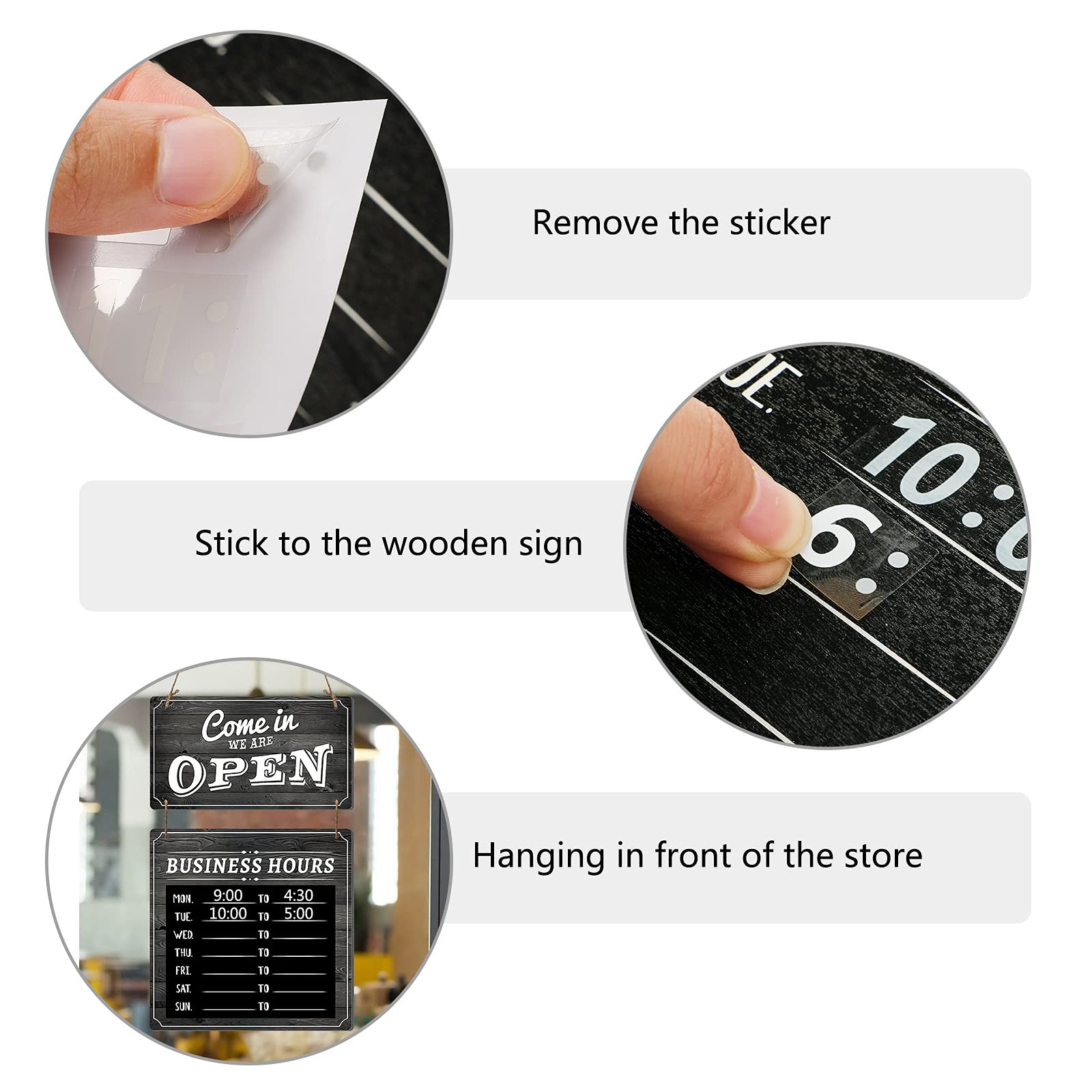 Business Hours Sign Hanging Open and Closed Mark 10×10 inches, Black Board