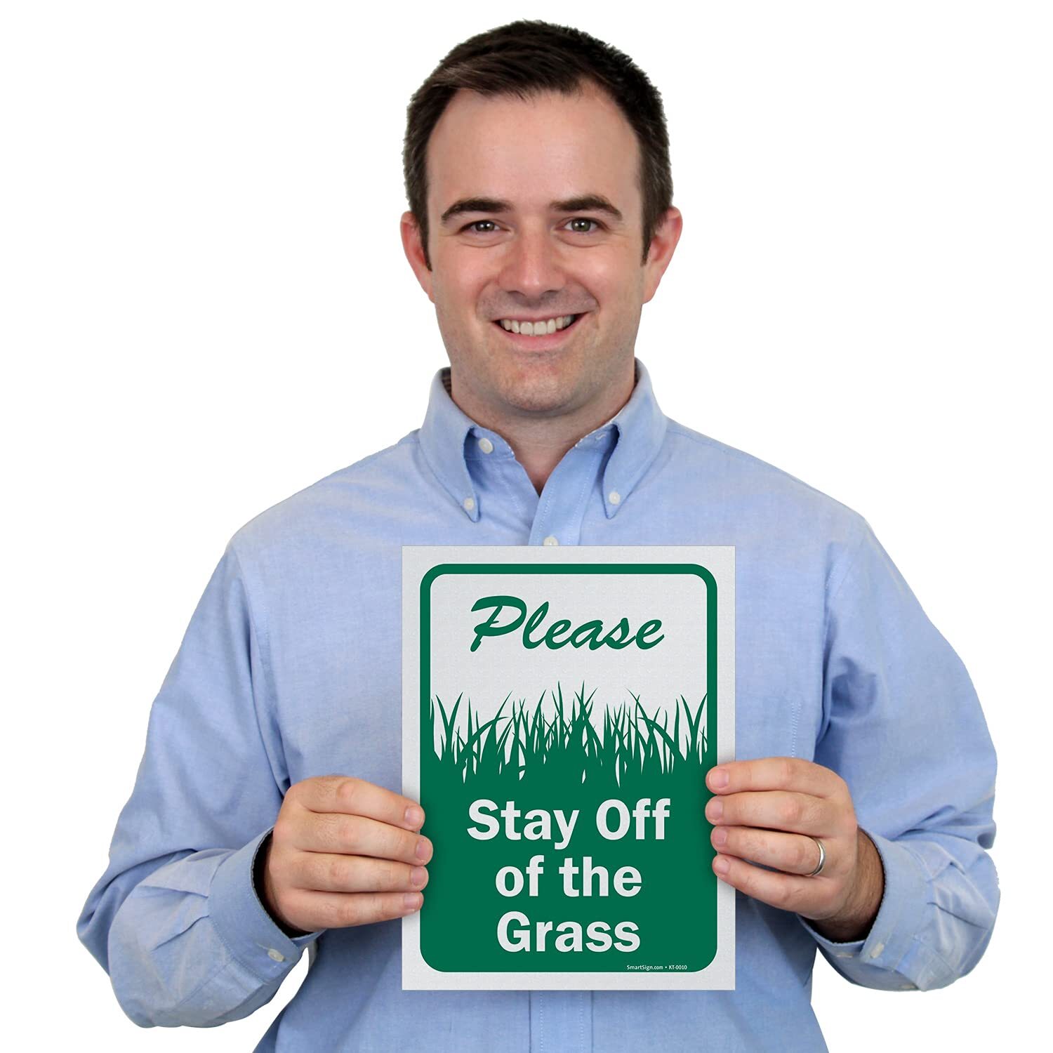 5 Pack 12×9″ Please Stay Off The Grass Sign Green White 10 mil Polystyrene