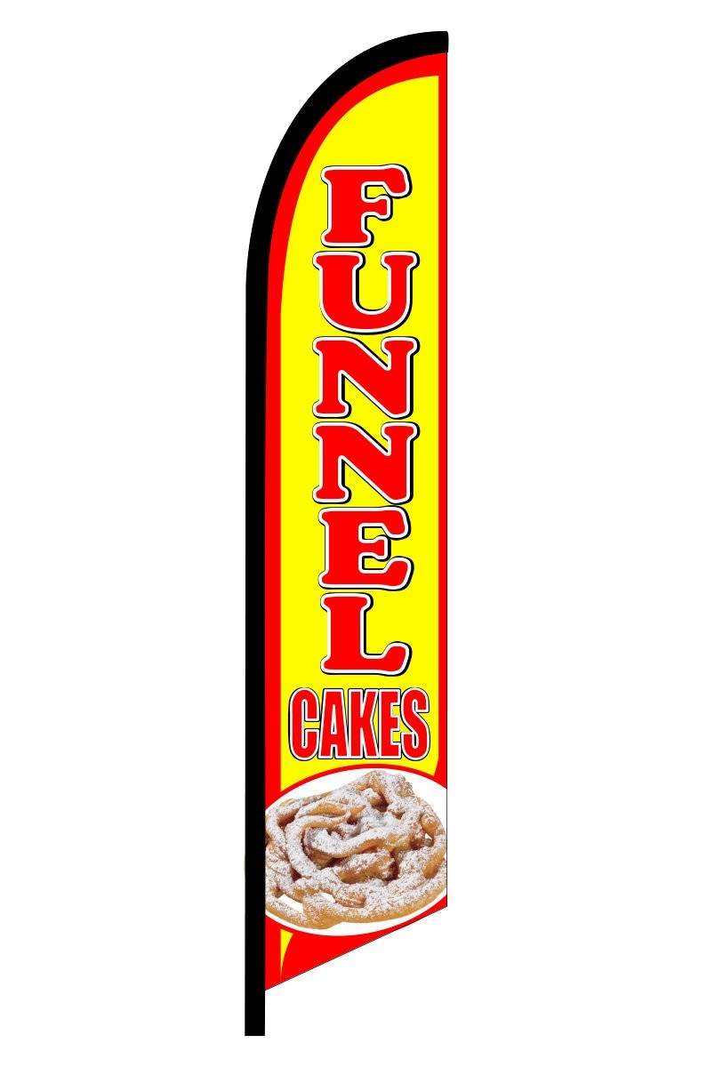 FUNNEL CAKES REGULAR or DOUBLE SIDED SWOOPER FEATHER FLAG BANNER SIGN 5632
