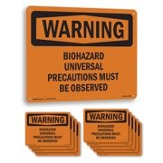 Biohazard Universal Precautions OSHA WARNING Sign Metal, Decal – 5 or 10 Pack