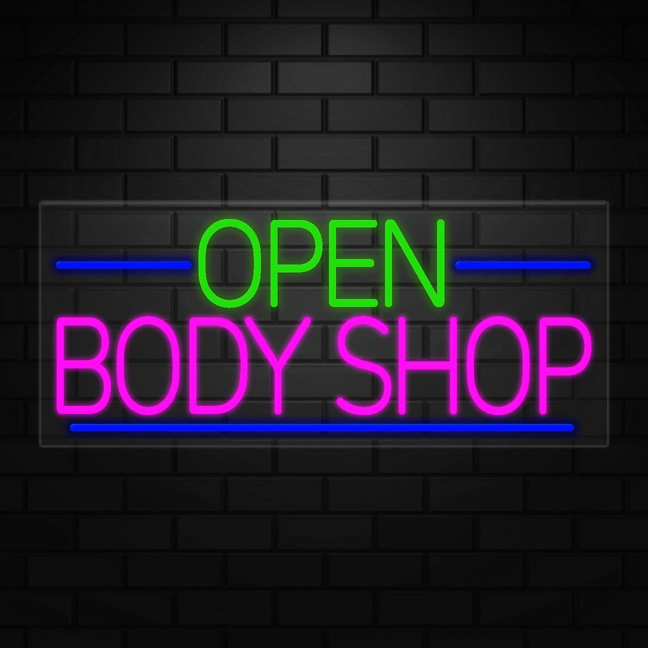 Open Body Shop Neon Sign for Retail Displays | LED Flex Neon | 36″W x 15″H x 1″D