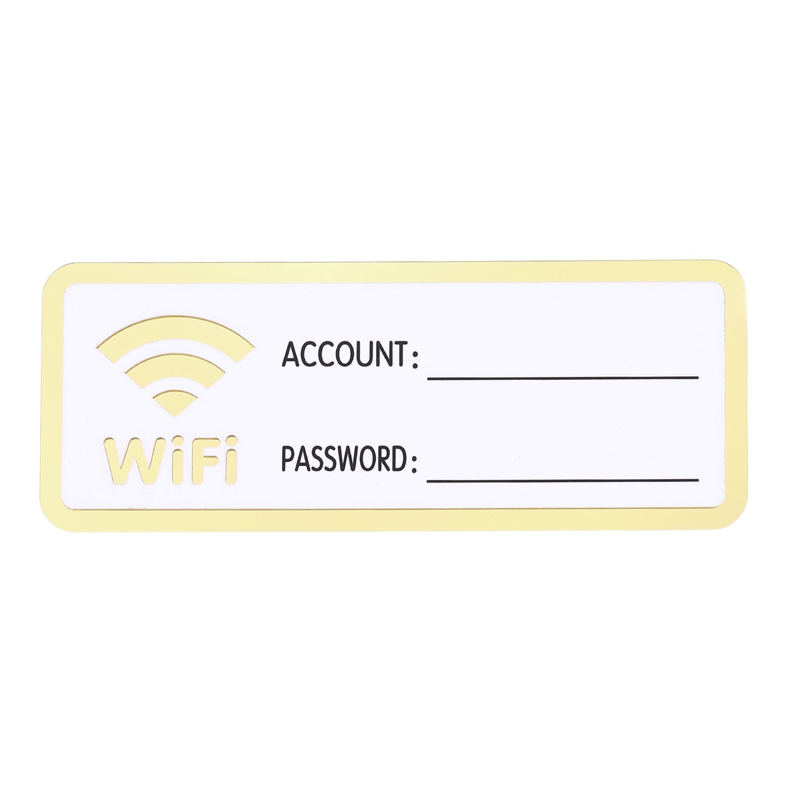 10″ x 4″ Wifi Password Sign, 1 Pcs Acrylic WiFi Sign Self Adhesive, White Gold