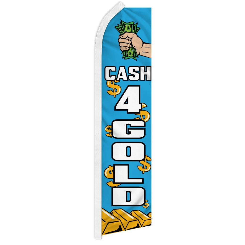 “CASH 4 GOLD” advertising super flag swooper banner business sign money jewelry