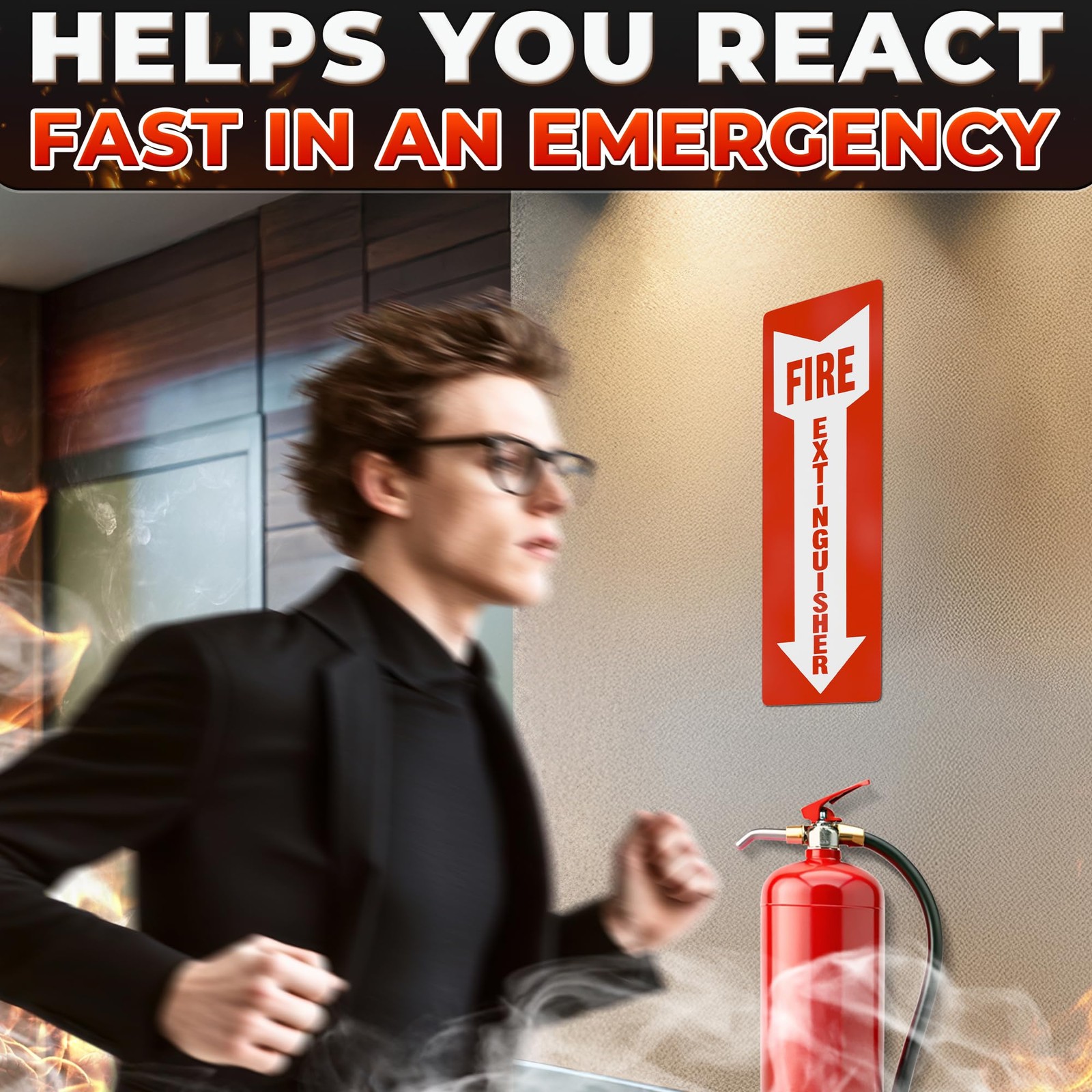 24 Pack Fire Extinguisher Stickers, 4 x 11.8 Inch Vinyl Signs Red