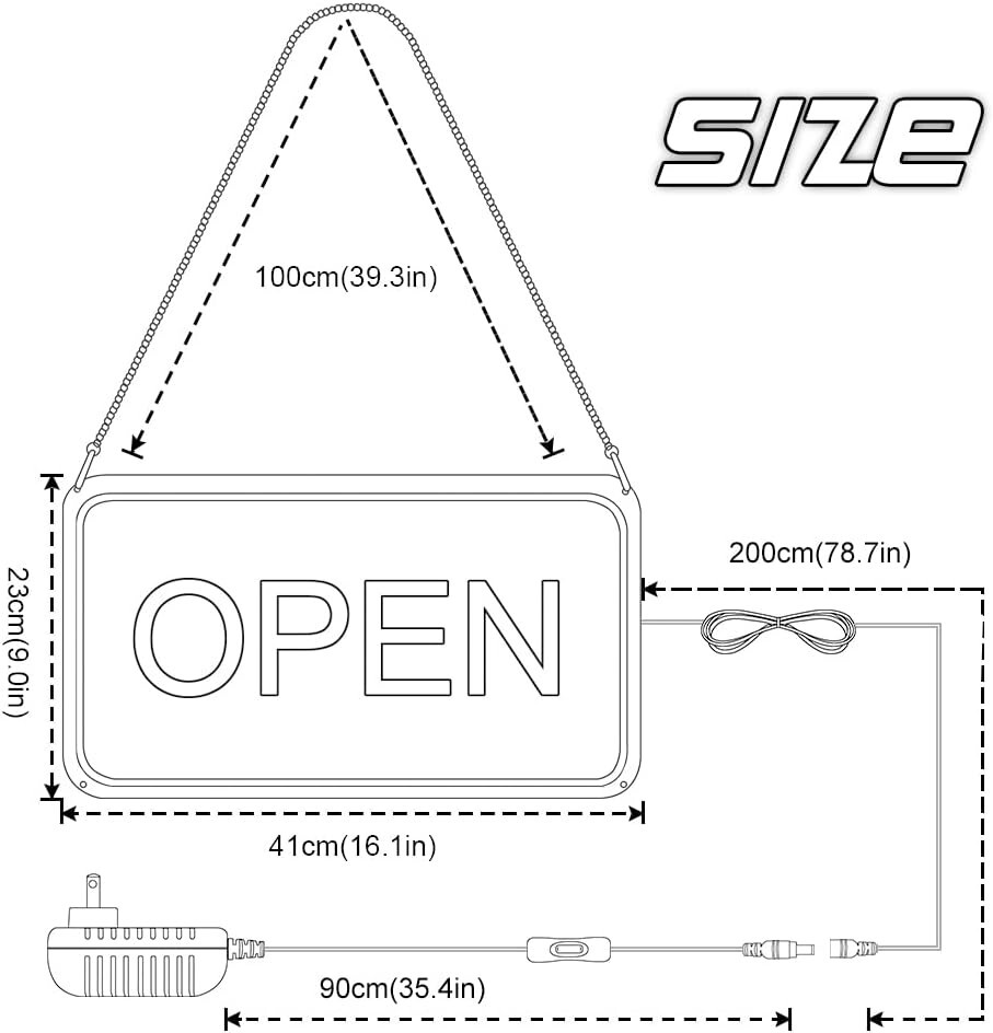 Open Signs for Business, COB Chip LED Neon Open Sign, 16″x 9″ Bright Electric…
