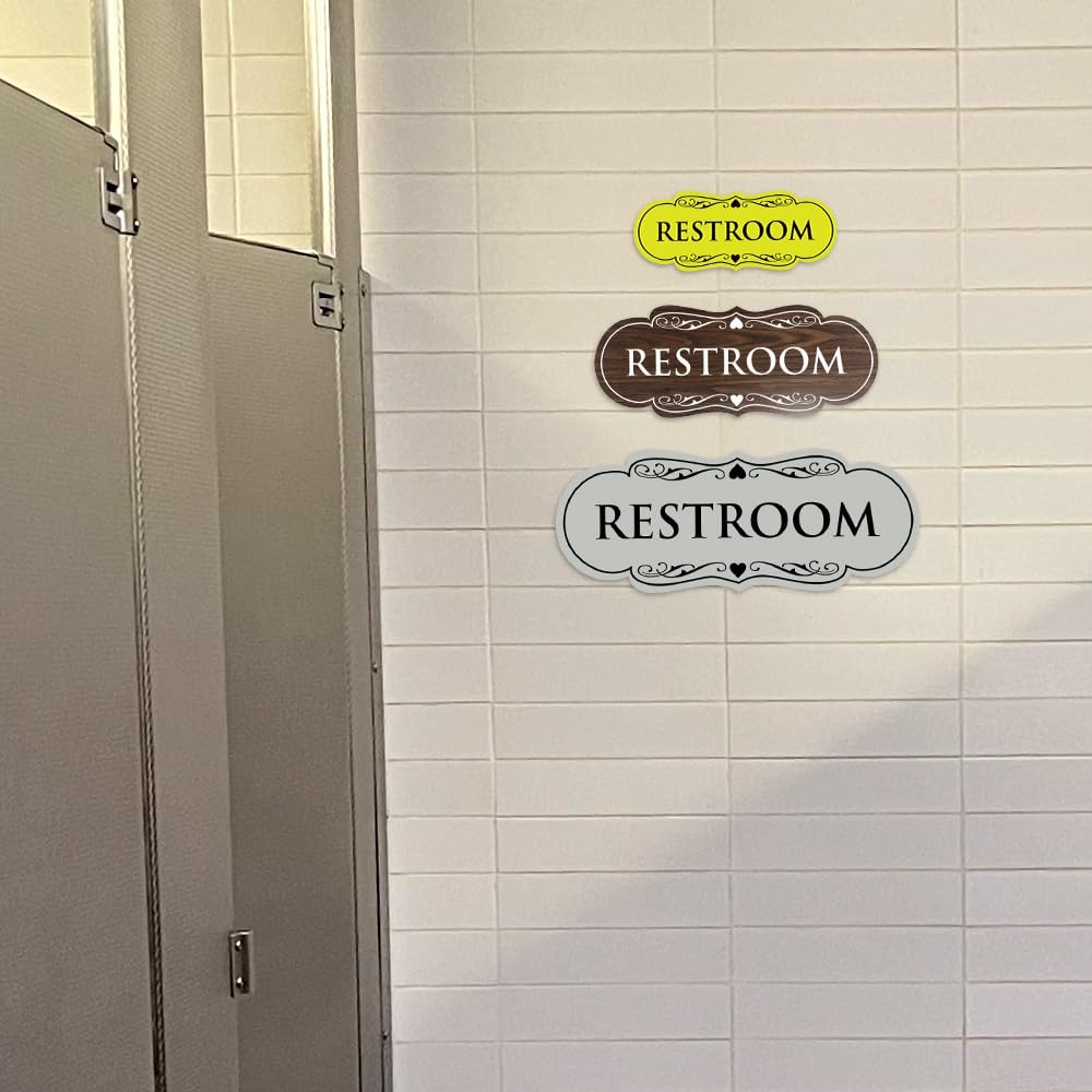 Designer Restroom Wall or Door Sign – Bathroom Signage | Durable Plastic and