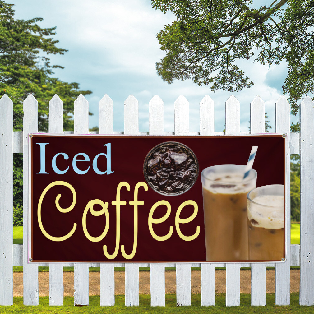 Vinyl Banner Multiple Sizes Iced Coffee Restaurant Cafe Bar A Restaurant & Food