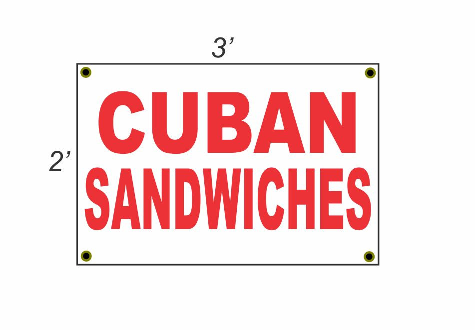 2×3 CUBAN SANDWICHES Red & White Banner Sign NEW Discount Size & Price FREE SHIP