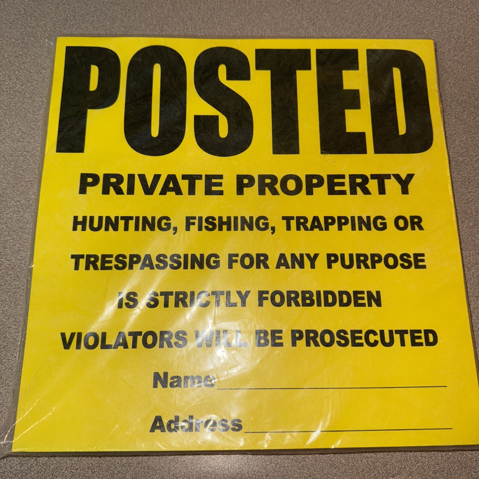 Posted Sign Yellow Private Property for Outdoors – 11″ X 11″ 25 per Rol
