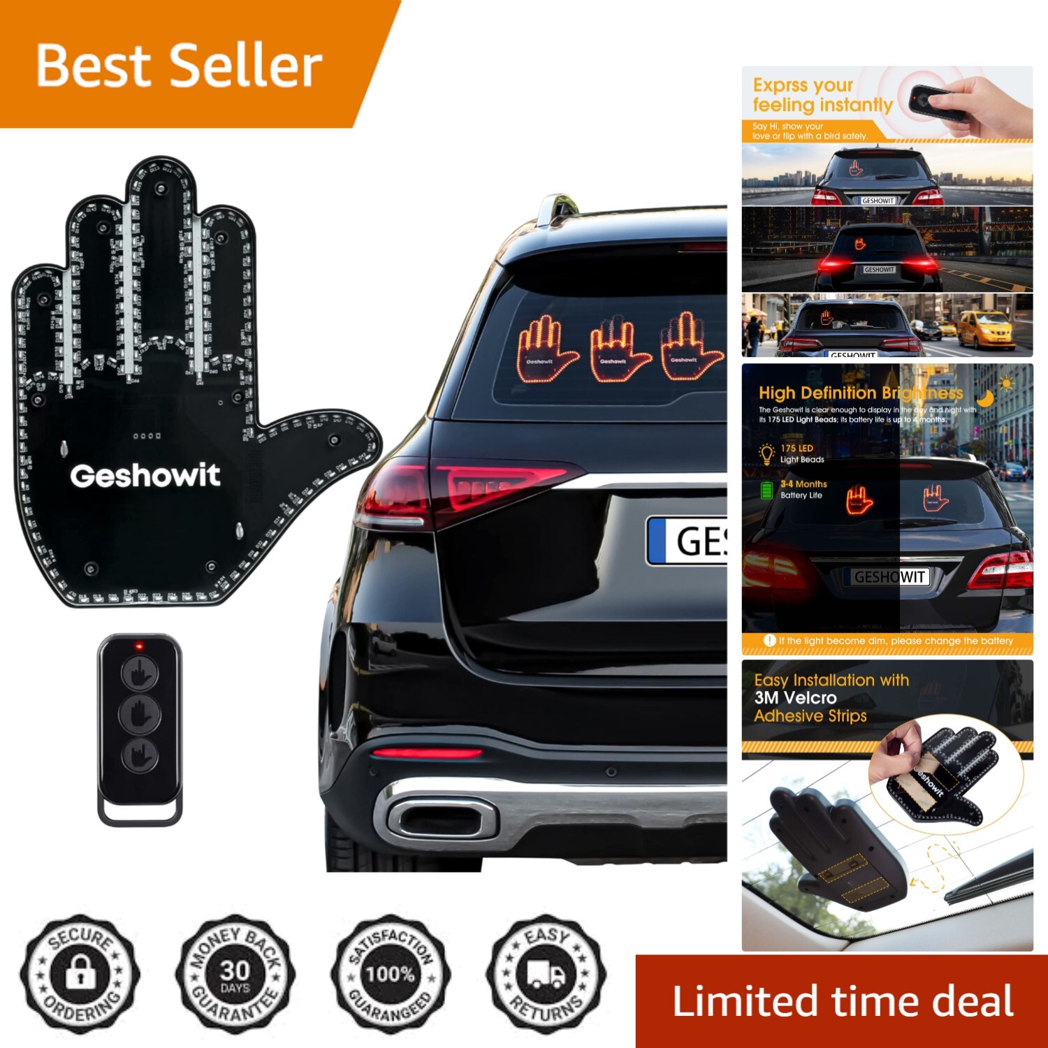 Bright LED Finger Light with Remote – Perfect Car Accessory for Men & Women