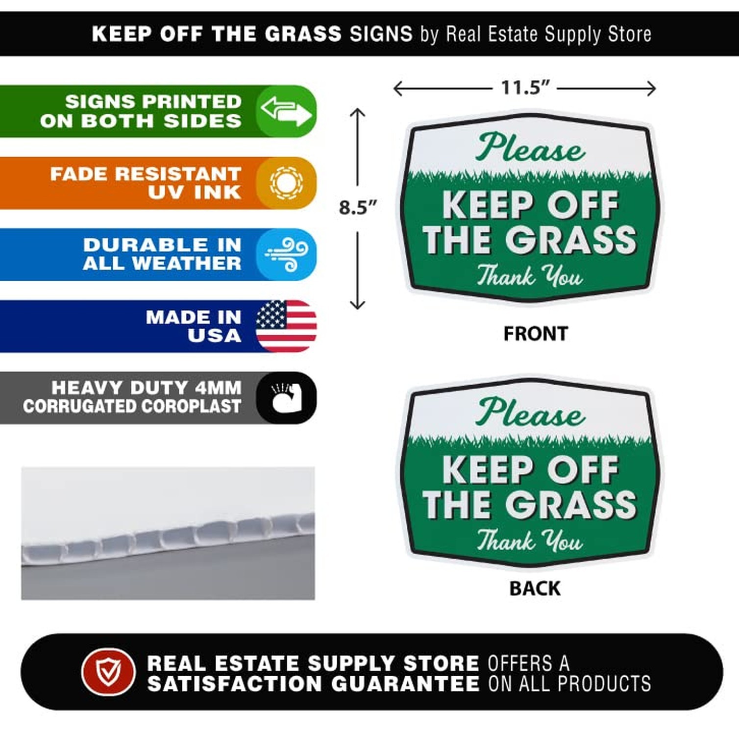 Please Keep Off Grass Yard Sign with Stake, Double Sided, Easy Install, 11.5x…