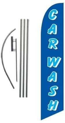 Car Wash Feather Flag Banner Swooper Flag Kit | Car Wash Signs | Pole Kit and…