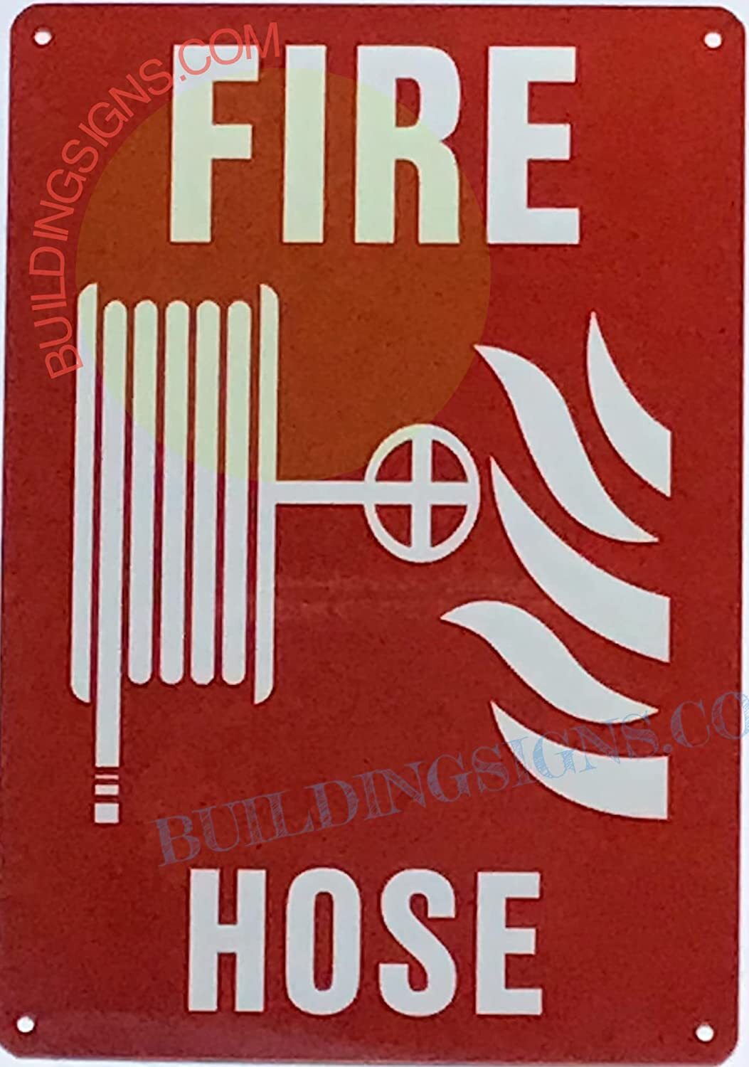 FIRE Hose Sign with Symbol (Reflective, Aluminum, RED Background-REF24-1027