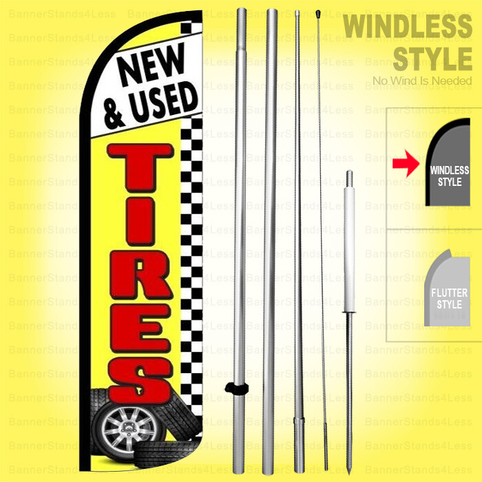 NEW USED TIRES – Windless Swooper Flag Kit 15′ Feather Banner Sign yz-h