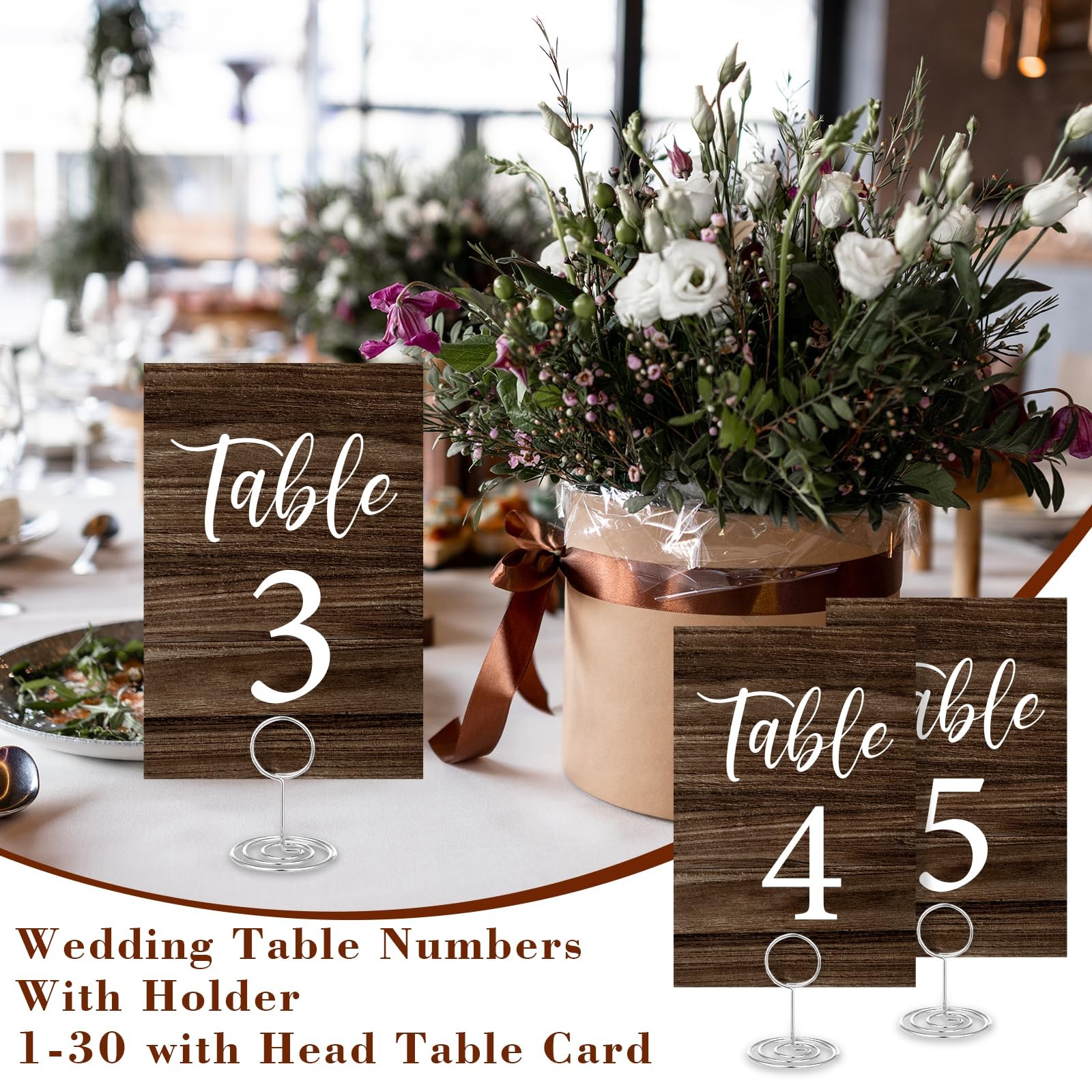 31 PCS Rustic Wedding Table Number Cards 130 With Holders 4×6 Inch Sign