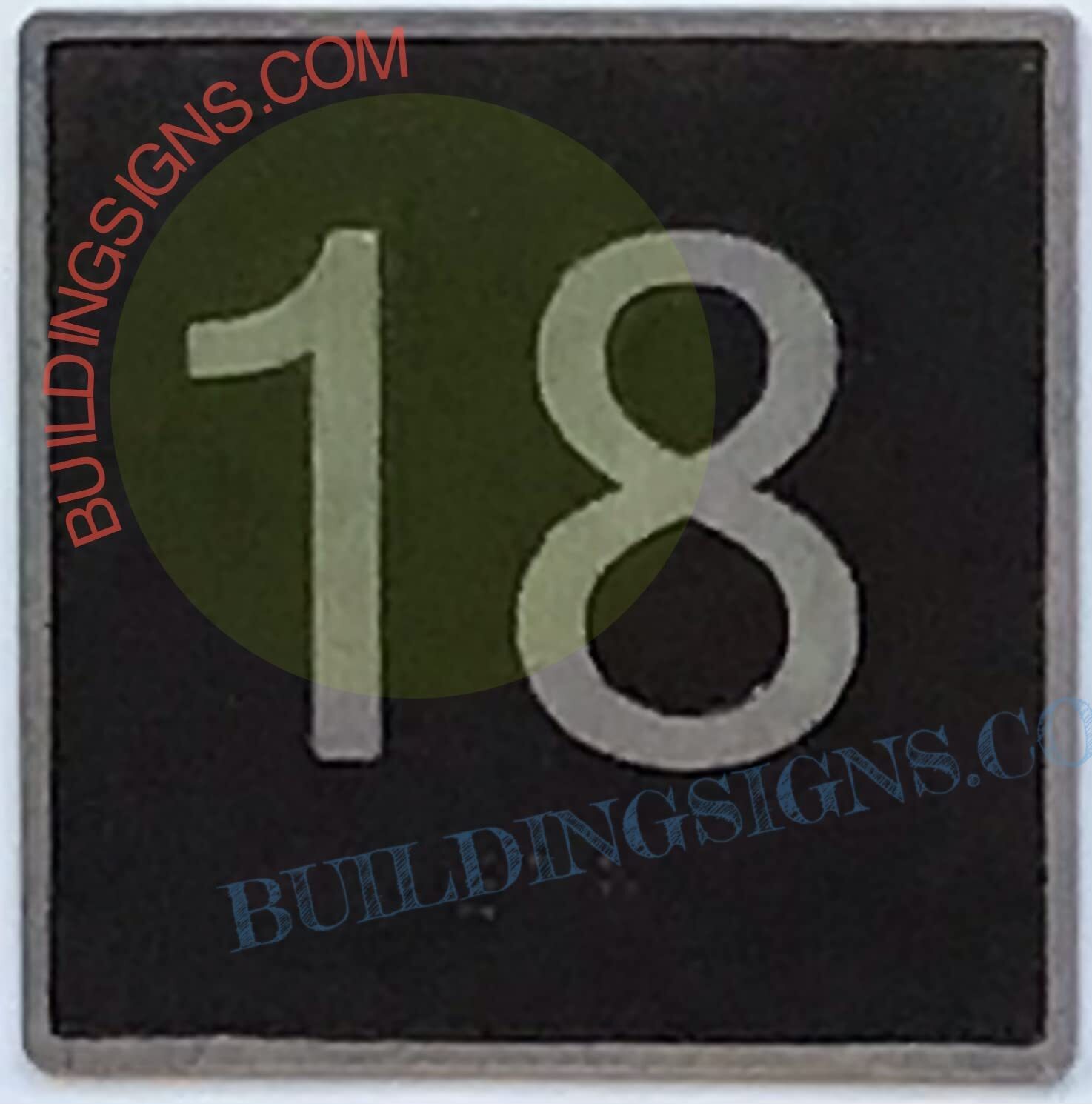 ELEVATOR FLOOR NUMBER 18 SIGN- ELEVATOR JAMB PLATE FLOOR 18 SIGN -REF24-1027