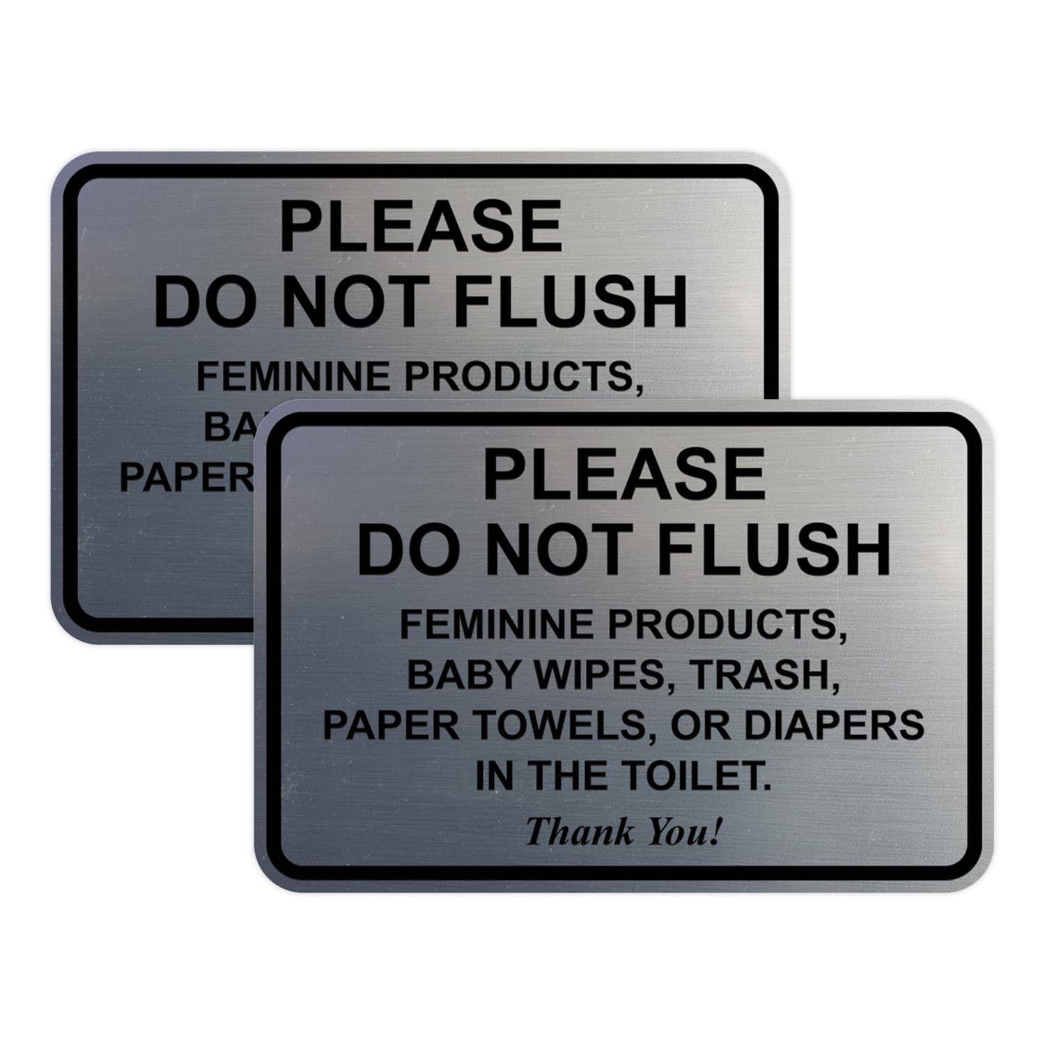 2 Pack Classic Framed Please Do Not Flush Bathroom Sign 4″ x 6″ Silver