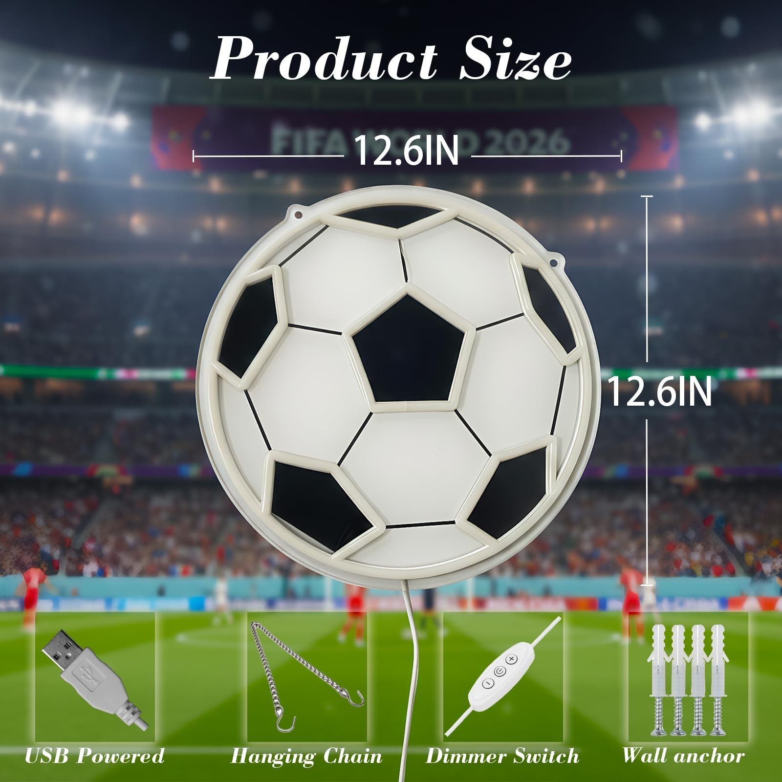 Soccer Neon Sign for Wall Decor, Football LED Neon Light, Dimmable LED Night …