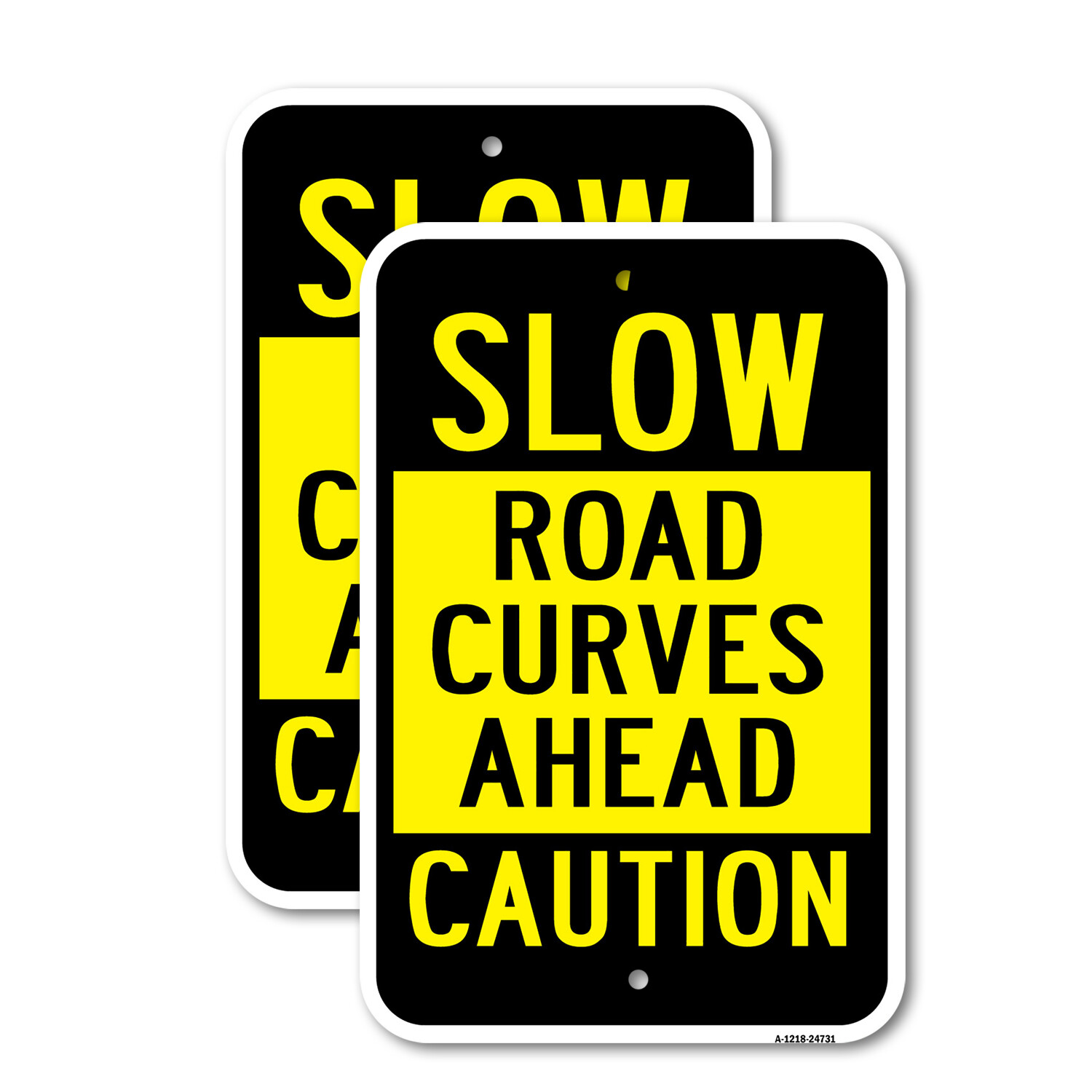 Slow Road Curves Ahead Heavy Gauge Aluminum Parking Sign Rust Proof