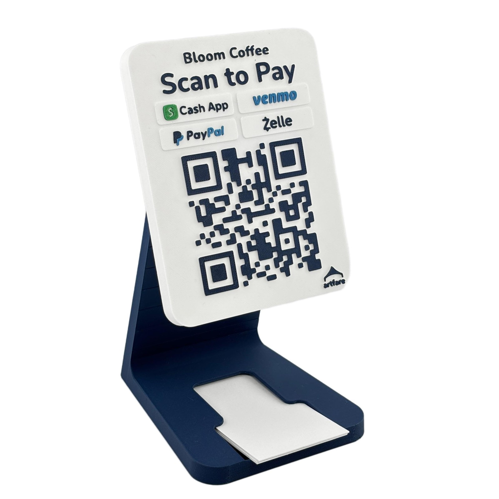 Artfare Mini Compact QR Payment Sign with Business Card Holder