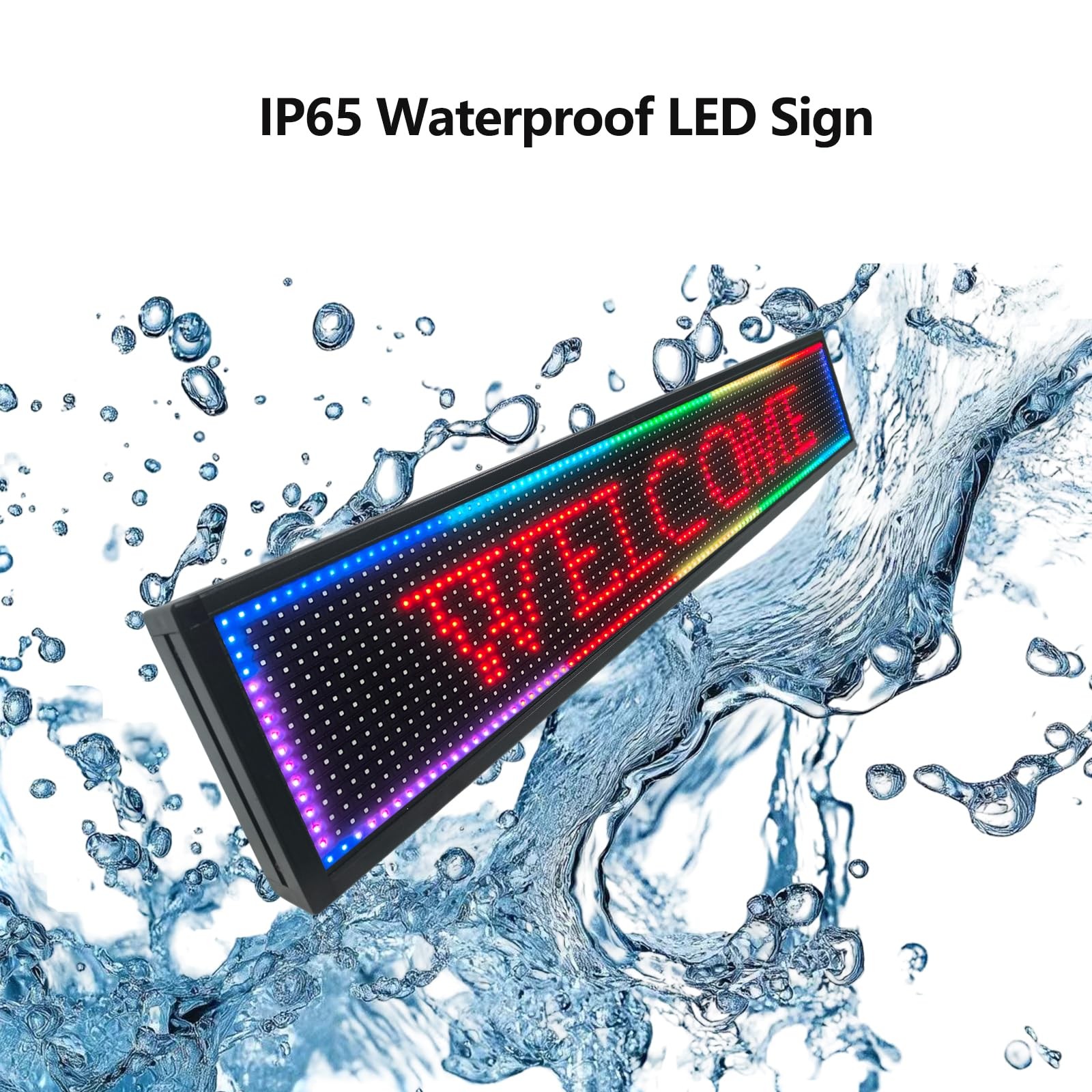 CMEIXINOR WiFi Programmable LED Sign 40″ x 8″, Outdoor P10 Store Sign