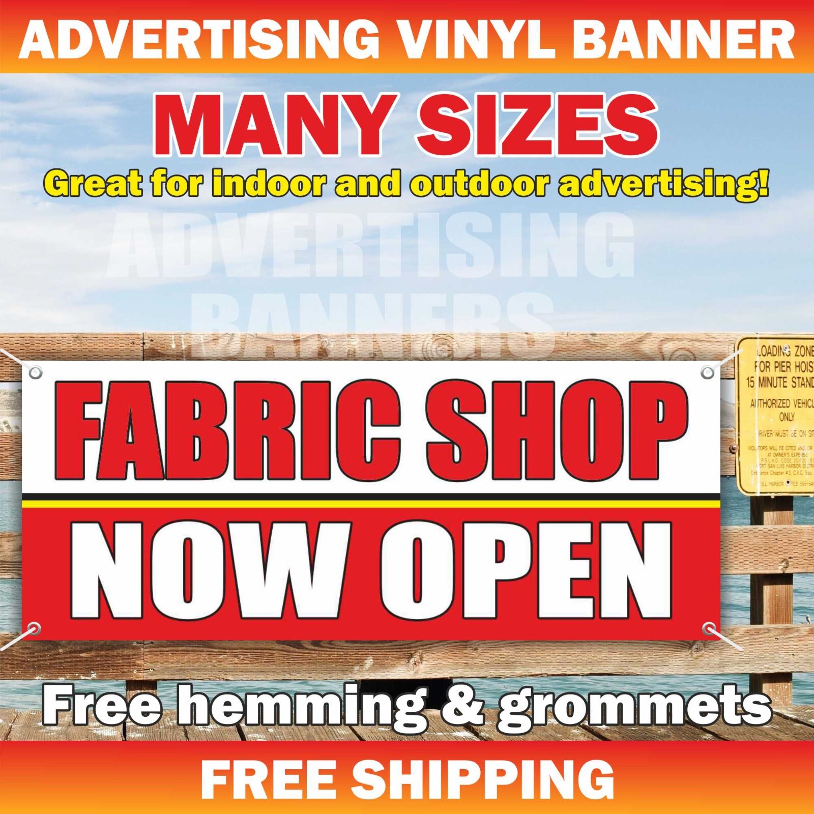 FABRIC SHOP NOW OPEN Advertising Banner Vinyl Mesh Sign Store Welcome
