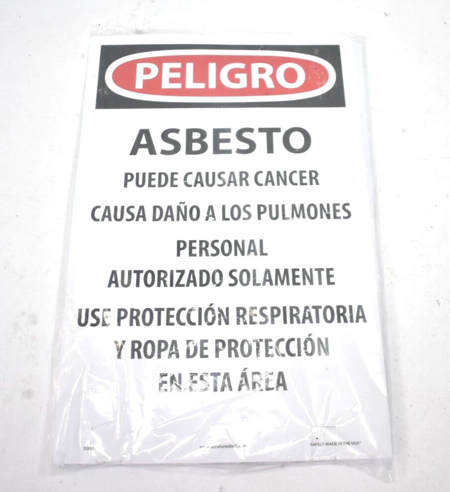 Danger Asbestos Dust Hazard Paper Hazard Signs 17″x11″ Spanish Peligro 100 Pack