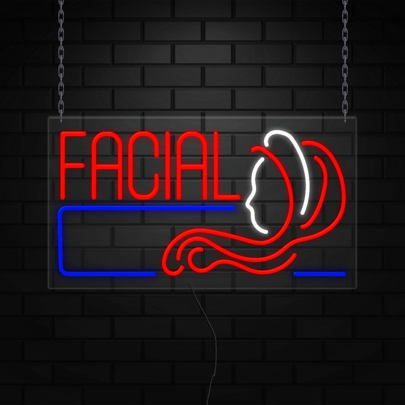 Facial Sign for Business Displays | LED Flex Neon | 37″W x 20″H x 1″D